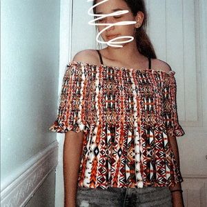 Multicolored off the shoulder top